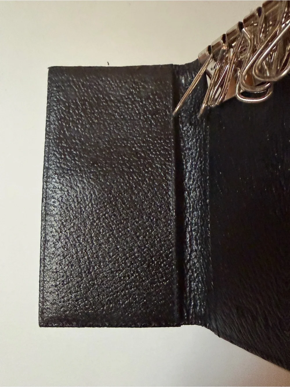 Bulgari Logo Mania Black 6-ring Key Case with Silver Logo